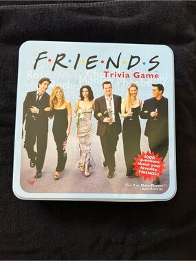 FRIENDS Trivia Game Tin - Light Blue Box with Colorful Logo Dots